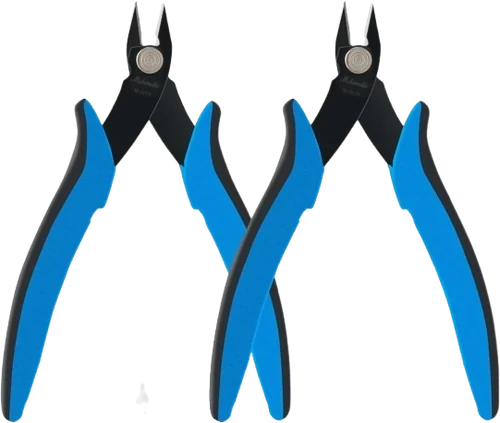 Two flush cutters with blue handles