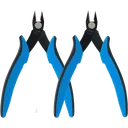 Two flush cutters with blue and black grips